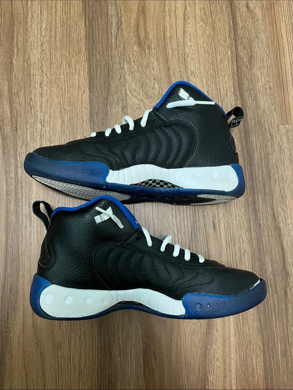 Jordan Kids Black and Blue Mid-Top Sneakers